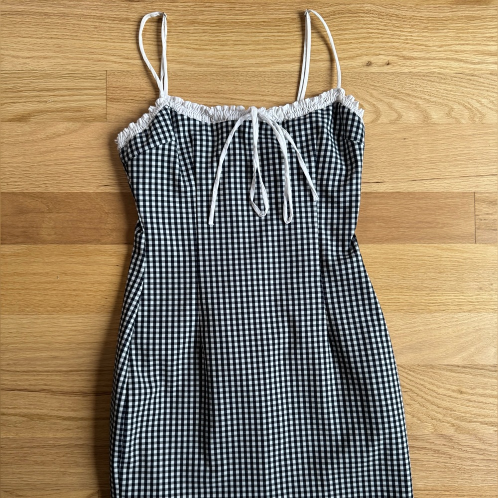 Zara Black and White Gingham Mini Dress